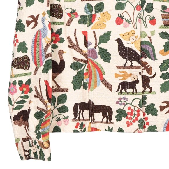 Alexis & Avery VTG Jacket M White Wild Vine Animals Ostrich Elephant Peacock Cat - Picture 5 of 9